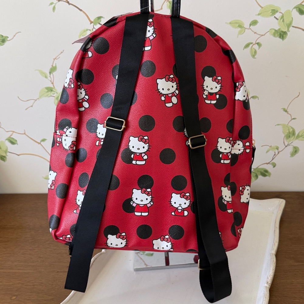 Hello Kitty Red and Black Polka Dot Faux Leather Backpack & Coin Purse - NEW - Picture 7 of 12